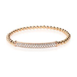 Pave Diamond Stretchy Bead Bracelet in 14K Rose Gold 1.11 Ctw